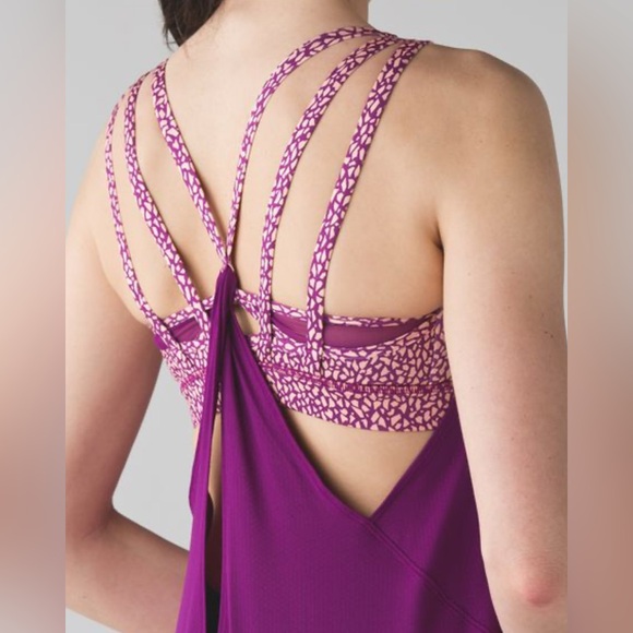 lululemon athletica Tops - Lululemon Nouveau Limits Tank Regal Plum Miss Mosaic Peach Fuzz gym bra yoga US6